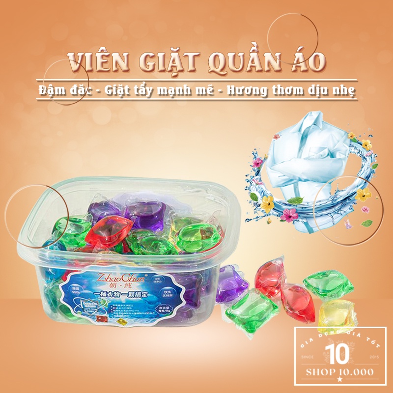 Viên giặt quần áo - Nước giặt quần áo dạng viên làm sạch gấp 8 lần bột giặt hộp 30 viên