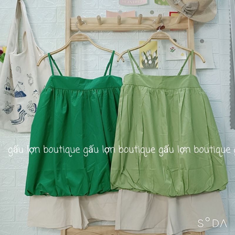 set áo hai dây kèm quần short xanh lá hàn quốc | BigBuy360 - bigbuy360.vn