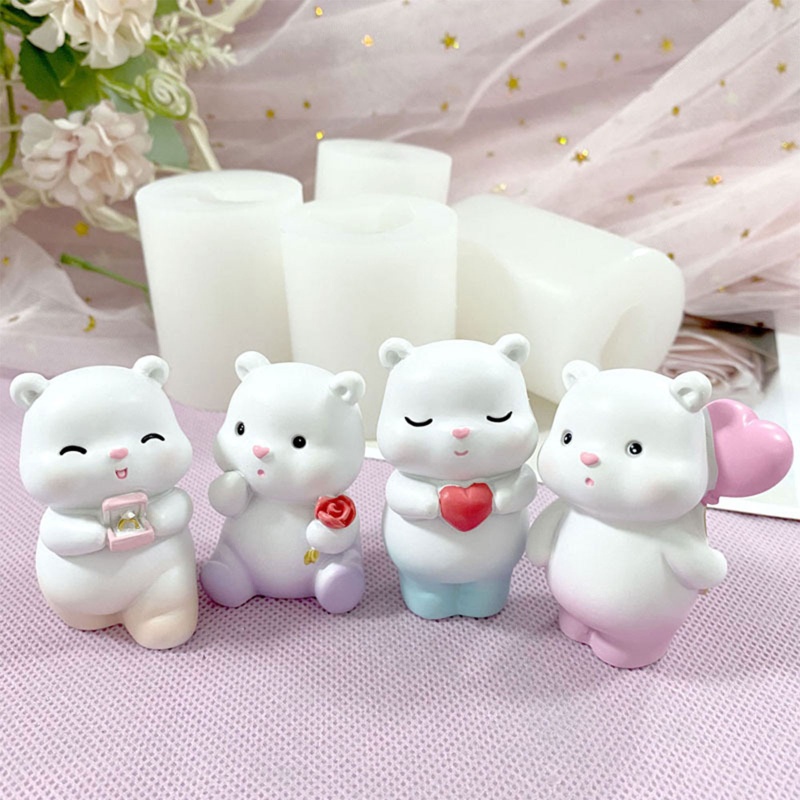 Khuôn Silicone Làm Bánh / Xà Phòng / Sô Cô La Hình Gấu / Hoa Hồng 3D