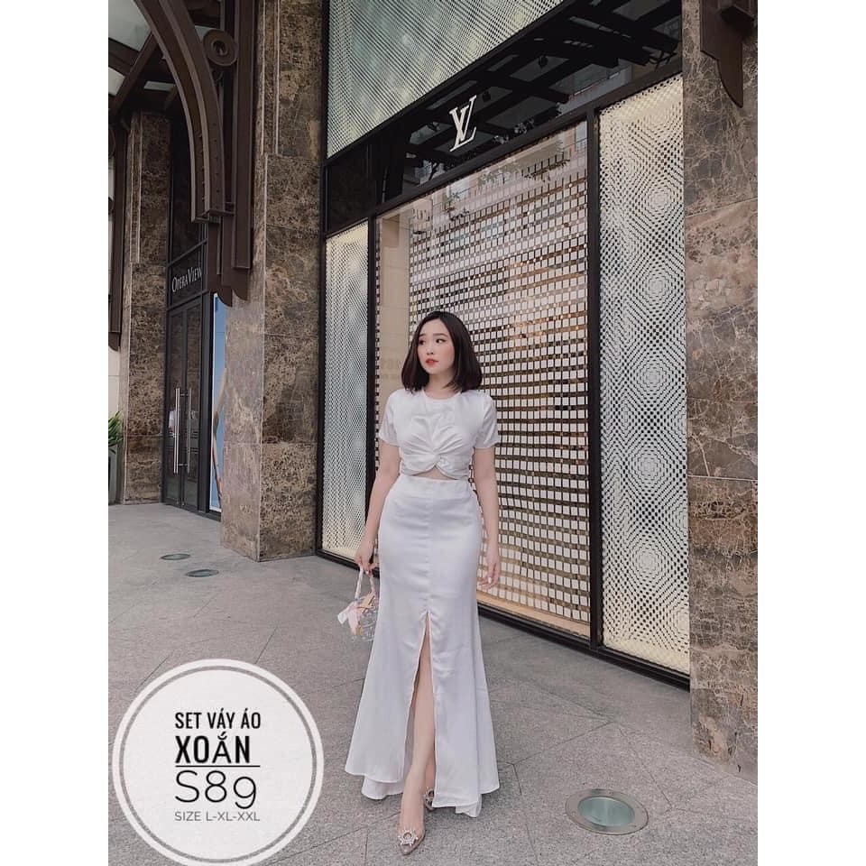 S89 SET ÁO XOẮN CHÂN VÁY XẺ TÀ CÓ LÓT SET NỮ BIGSIZE CÓ SIZE LỚN