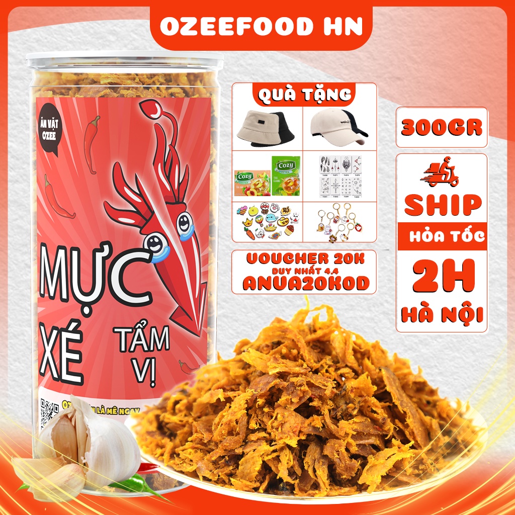 Mực xé tẩm gia vị Ozee hộp 250g siêu ngon đồ ăn vặt Hà Nội