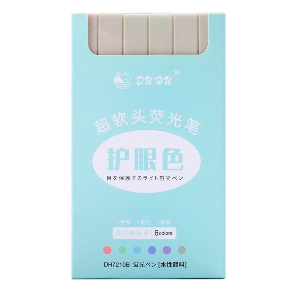 Set 6 Bút Dạ Quang Mềm Mại Nhanh Khô Tiện Dụng Cho Văn Phòng/ Trường Học