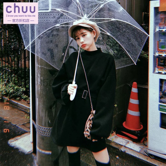 Váy sweater tay bồng tặng kèm dây lưng siêu hot | BigBuy360 - bigbuy360.vn