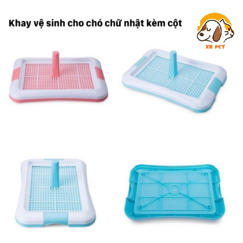 Khay Đi Vệ Sinh Có Cọc Cho Chó - Khay Đi Vệ Hình Chữ Nhât Cho Chó Phù Hợp Với Chó Dưới 7Kg