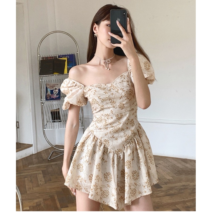 Đầm Tay Ngắn Hoạ Tiết Hoa Thiết Kế Hợp Thời Trang Cho Nữ