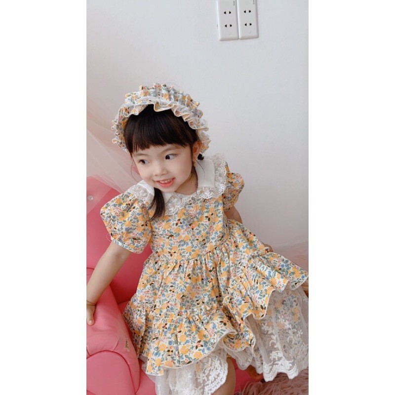 Váy Bé Gái Công Chúa Mùa Hè, Đầm Trẻ Em Tiểu Thư FREESHIP, Váy LOLITA Hoa Nhí Vàng Cho Bé Gái  VÁY TRẺ EM THIẾT KẾ