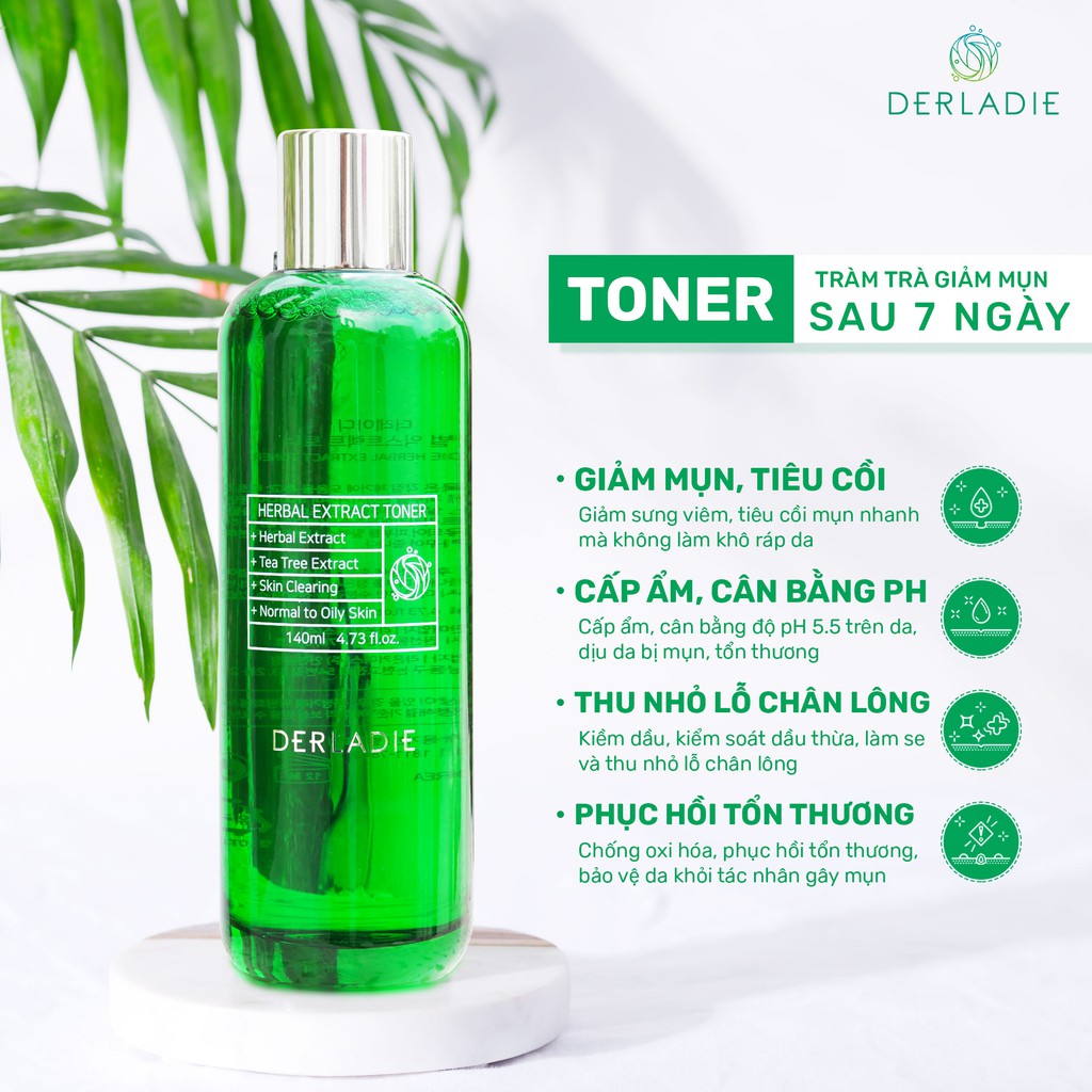 Toner Tràm Trà Giảm Mụn Derladie Herbal Extract 140ml