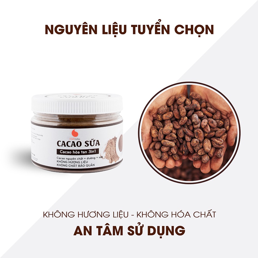 Set Làm quen 6, cà phê Thượng hạng 500g, cà phê sữa 500g, cacao sữa 230g, matcha sữa Aiko 50g, cacao sữa  - Light Coffee