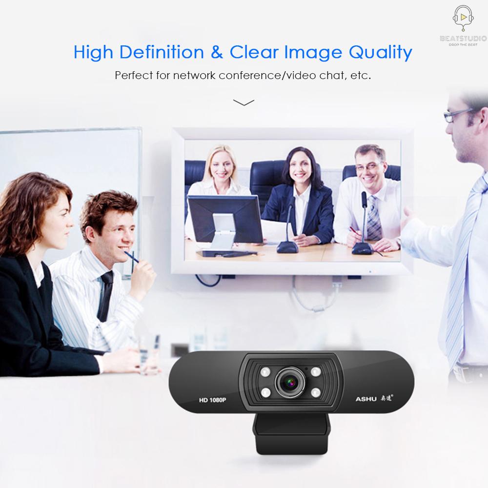 Webcam ASHU USB 2.0 kỹ thuật số HD 1080P với CMOS 2.0 megapixel kèm micro tiện dụng