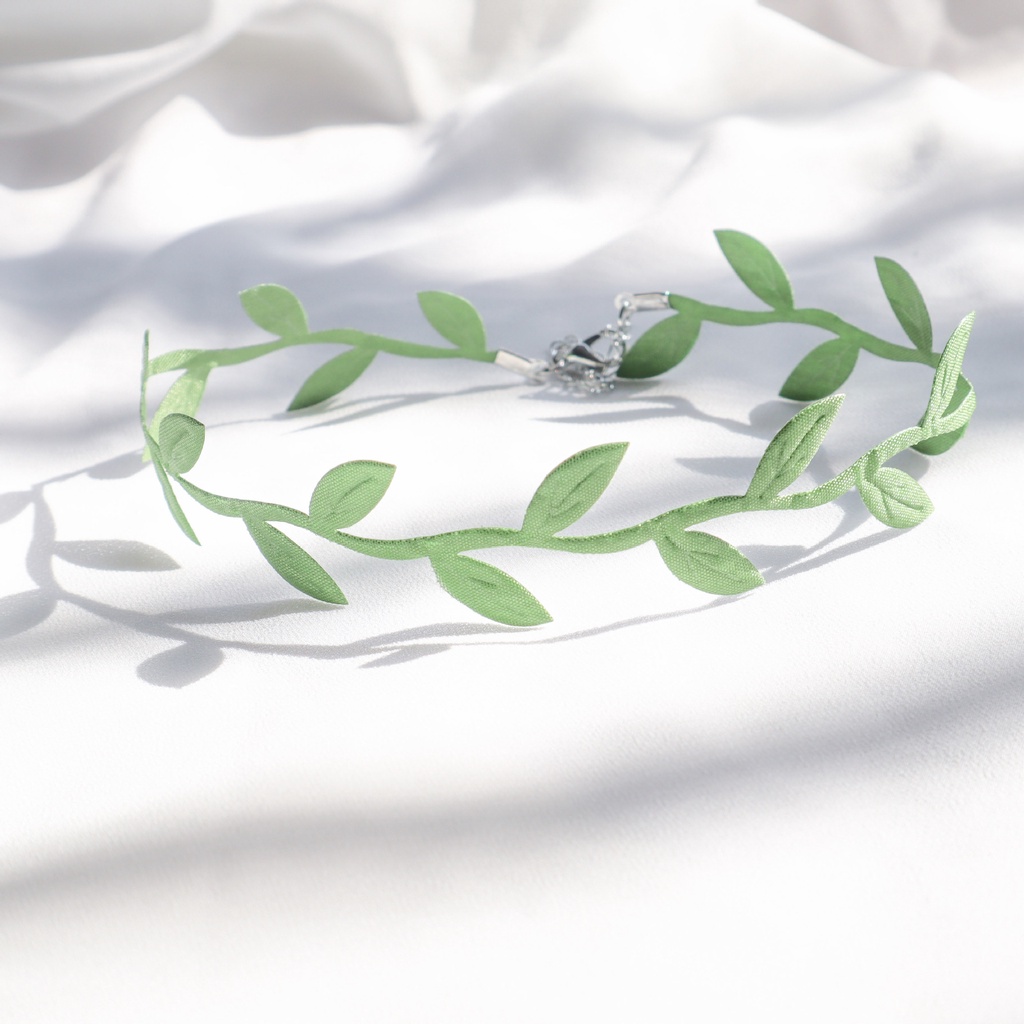 Vòng Cổ Choker Hình Chiếc Lá Màu Xanh Lá Cây Phong Cách Nhật Bản Thời Trang