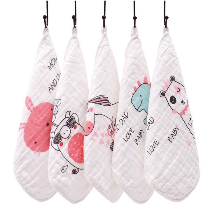 Set 5 khăn xô - khăn sữa cotton cao cấp siêu thấm, siêu mềm cho bé sơ sinh