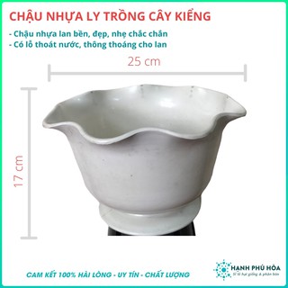 Bộ 5 Chậu Ly Nhựa Trắng Trơn-Trồng Cây Kiểng-Trồng Hoa- Cao 17 cm , miệng 25 cm
