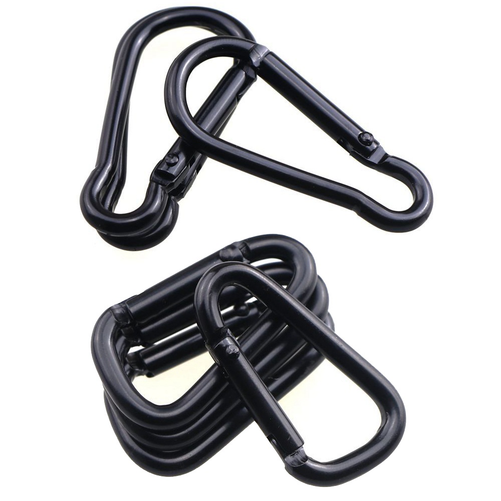 Set 3/6/9 móc khóa chữ D bằng hợp kim nhôm màu đen tiện dụng cho dã ngoại