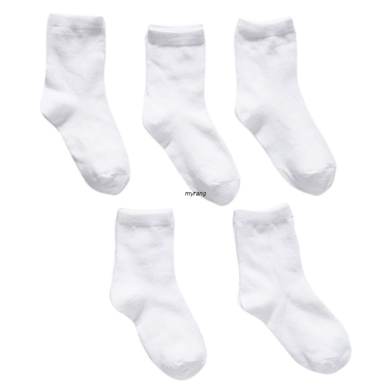 ✿ Set 5 Đôi Vớ Thể Thao Cổ Thấp Màu Trắng Cho Bé
