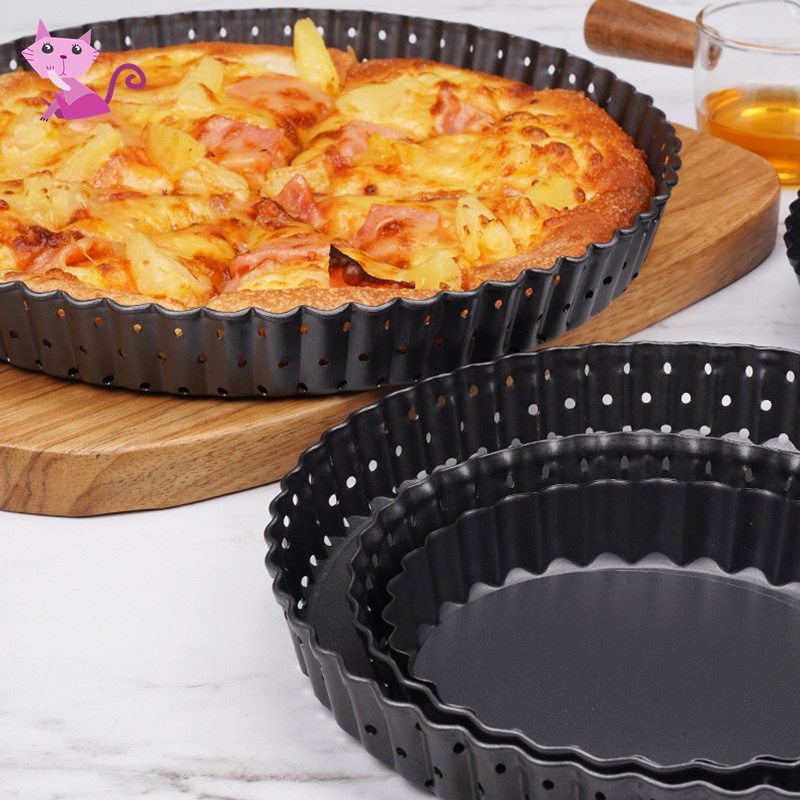 Khay nướng bánh pizza bằng thép carbon chống dính có lỗ có thể tháo rời