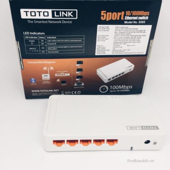 Switch Chia Mạng 5 Cổng Gigabit Totolink S505G sbay