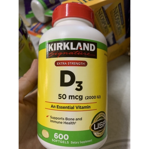 Viên uống Vitamin D3 50mcg (2000IU) Kirkland 600 viên
