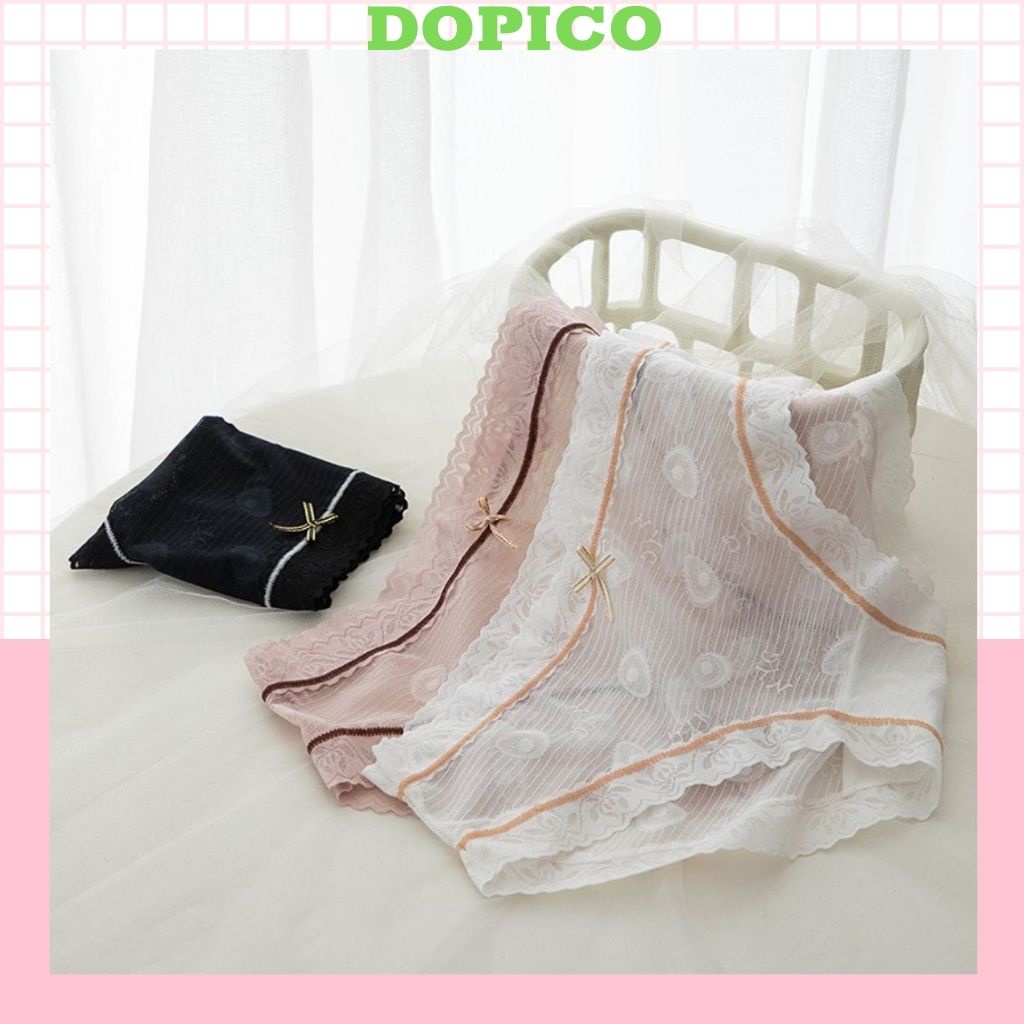 Quần lót nữ ren siêu mỏng  sexy mềm mại thoáng mát đính nơ gợi cảm DOPICO L1016