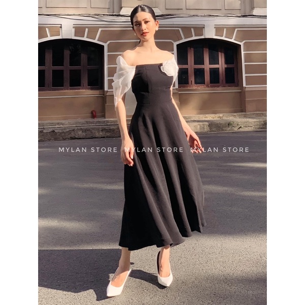 ĐẦM THIẾT KẾ MYLAN STORE PHỐI VOAN SAU DÁNG XOÈ NHẸ NHÀNG