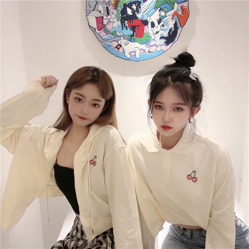 SUXI Áo Thun Polo Tay Dài Dáng Rộng Màu Sắc Đơn Giản Cho Nữ