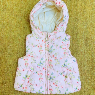 Áo khoác ghi lê trần bông zara bé gái hoa hồng