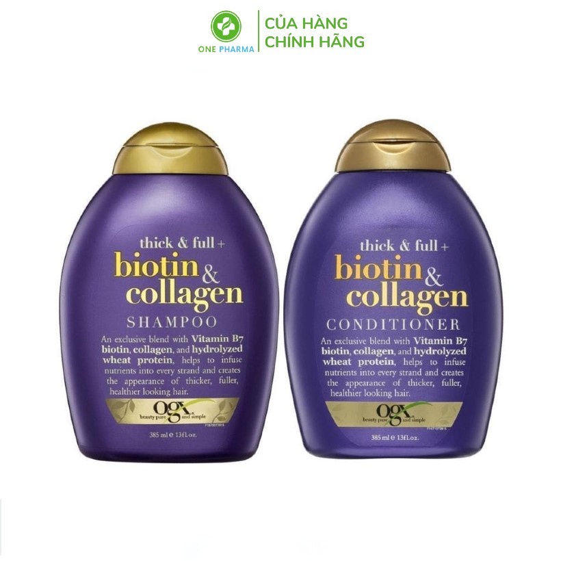 Cặp dầu gội, dầu xả bồng bềnh tóc OGX Biotin Collagen Shampoo 385ml