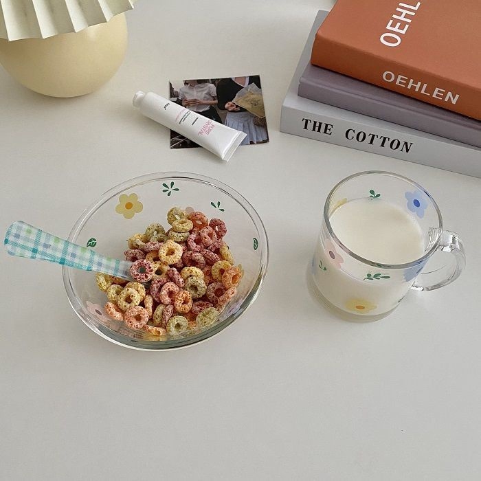 Cốc Ly Thủy Tinh In Hình Hoa Blue Flowers