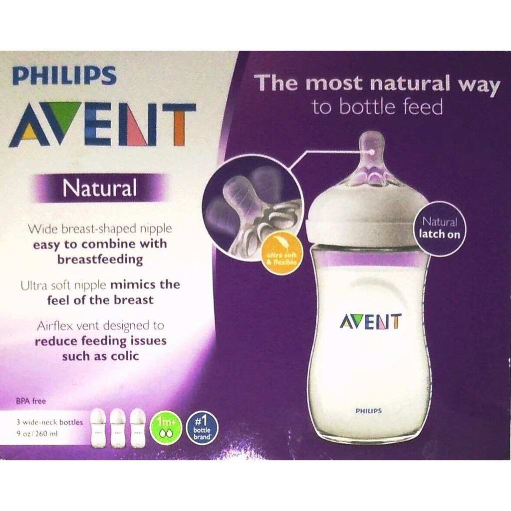 Set 3 bình sữa Avent Natural 125ml và 260ml