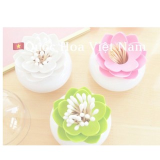Lọ Đựng Tăm, Đựng Tăm Bông Hình Hoa Sen (Xanh. Hồng. Trắng. Đen)