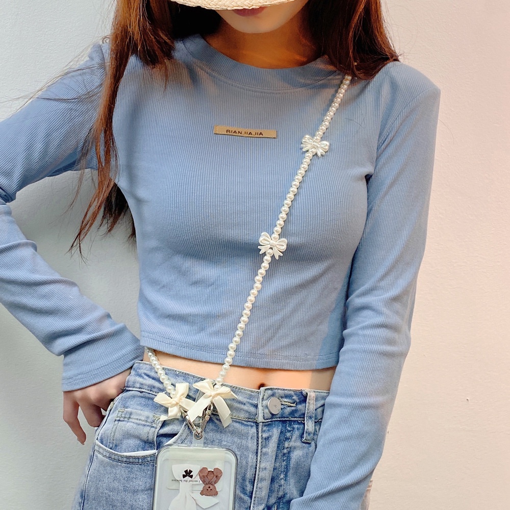 Túi Đeo Chéo Đựng Điện Thoại Chống Thất Lạc Đính Hạt Ngọc Trai Xinh Xắn