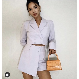 Bộ Áo Khoác + Chân Váy Màu Tím Phong Cách Âu Mỹ Cho Nữ 9402s