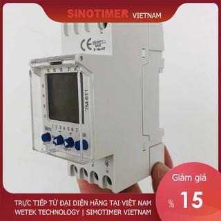 Timer 24h 7 ngày Sinotimer TM611, 16A, cài theo 1 phút, 58 chương trình on off mỗi ngày, hàng loại công nghiệp