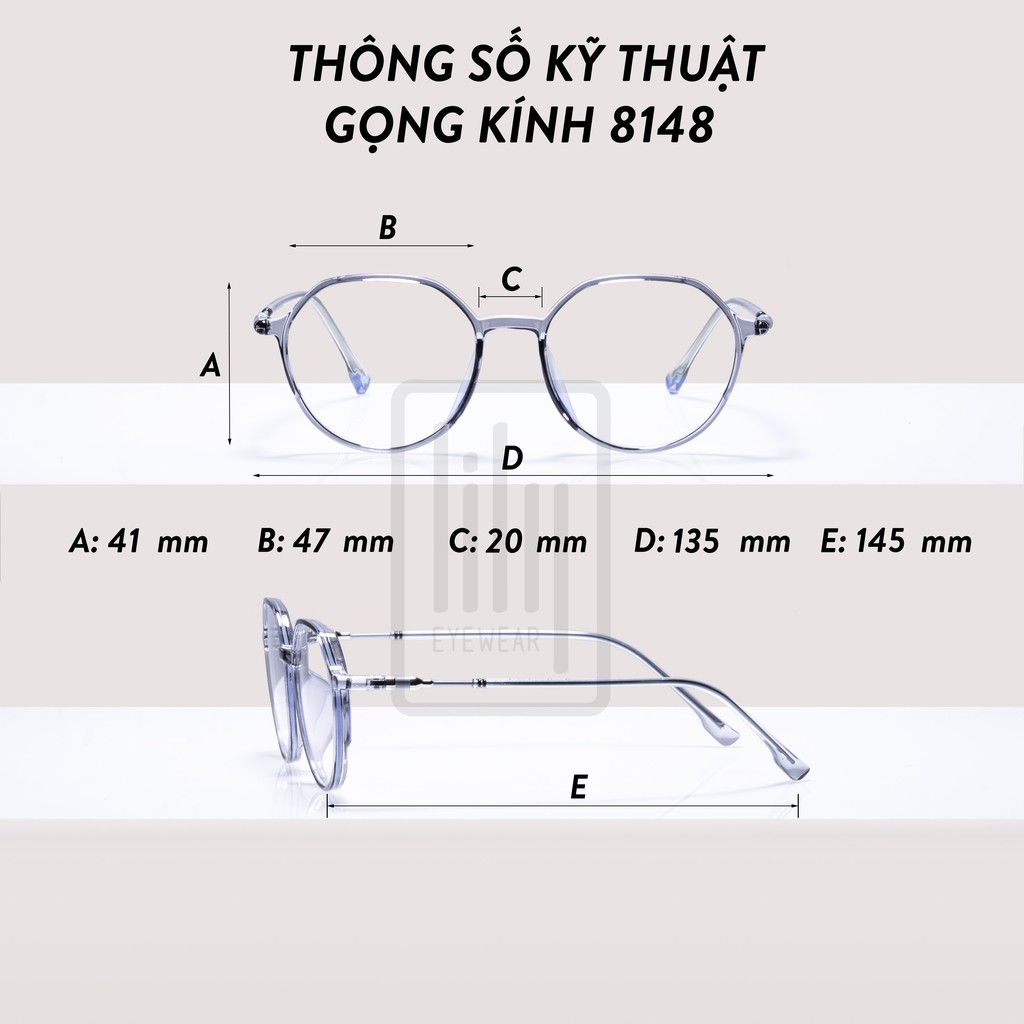 Gọng kính cận nam nữ Lilyeyewear kiểu dáng mắt tròn nhiều màu - 8148 | BigBuy360 - bigbuy360.vn