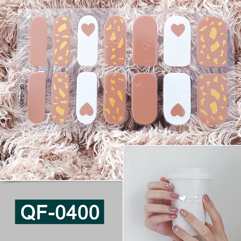 Bộ 14 miếng dán trang trí móng nhiều họa tiết lấp lánh xinh xắn thời trang