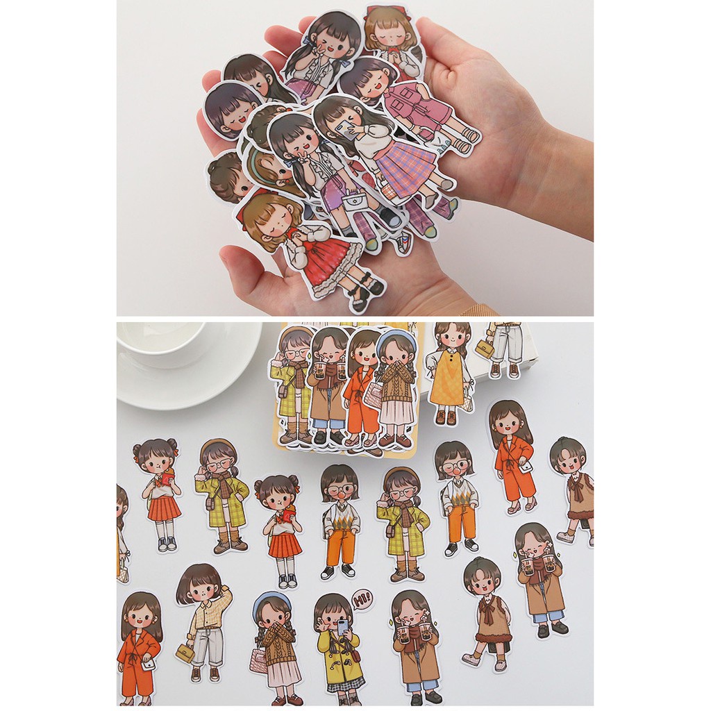 Bộ Sticker hình cô gái/ chàng trai cá tính dán trang trí sổ VPPTUEMINH, điện thoại nhiều mẫu