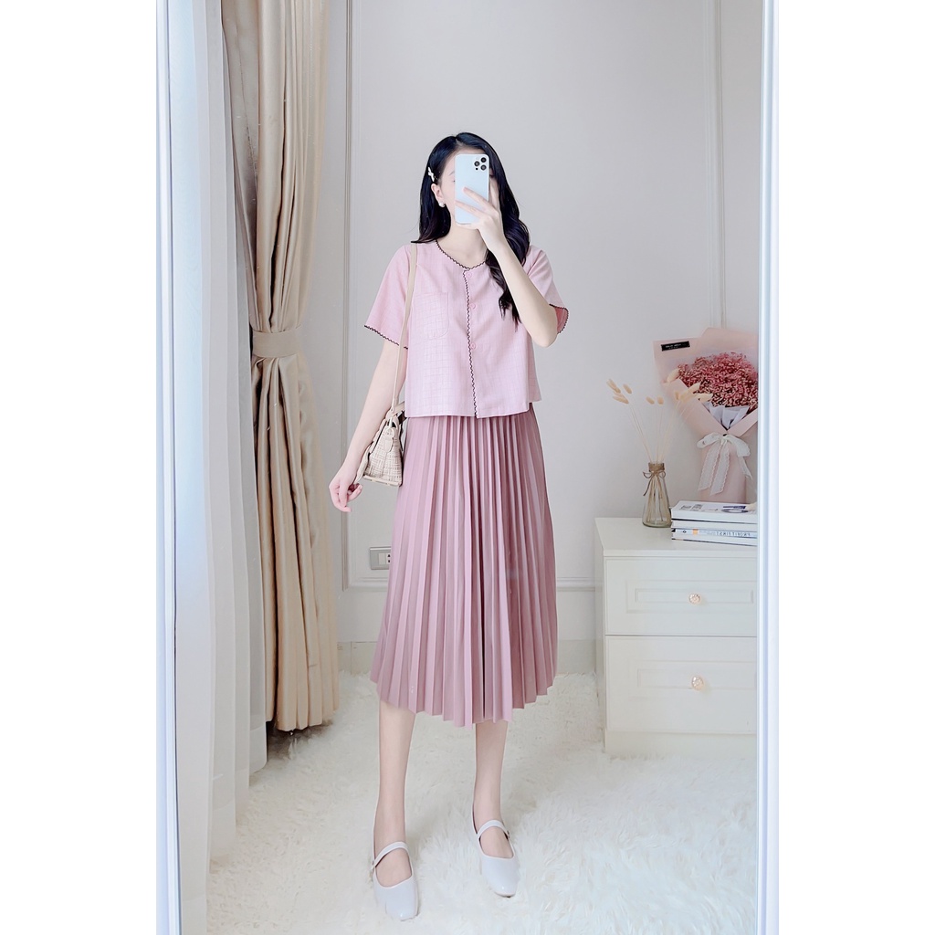 Chân váy nữ dập ly dáng dài thiết kế Charme 8057 | BigBuy360 - bigbuy360.vn