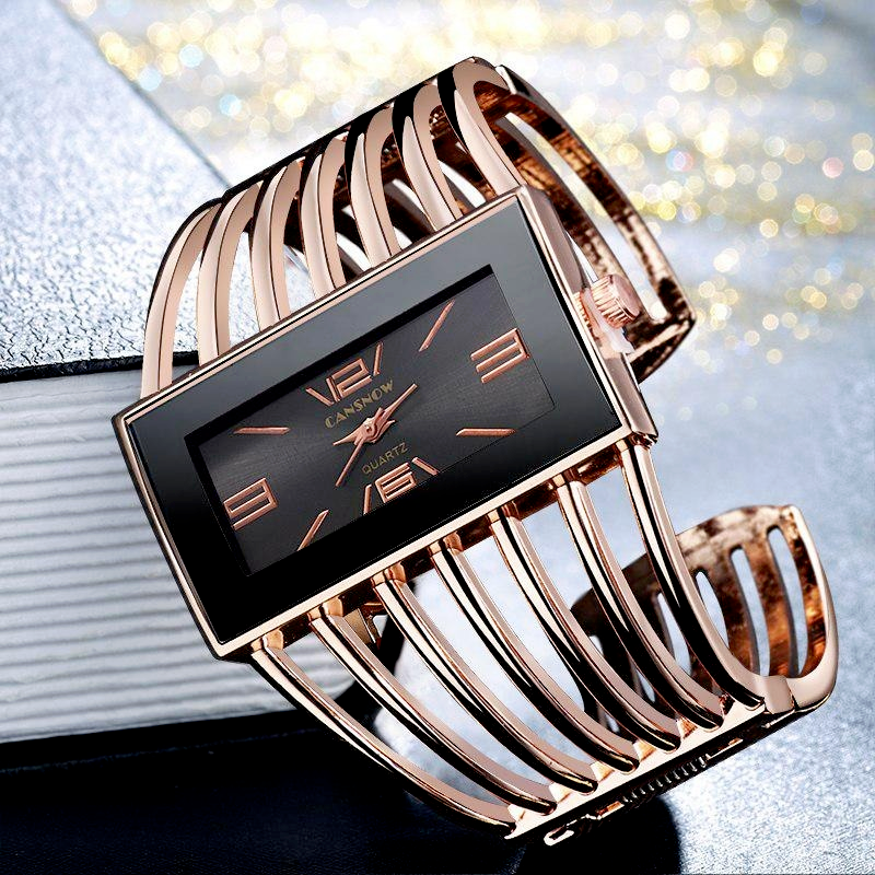 Fashion Hollow Quartz Wrist Watch/ Women Temperament Bracelet Watch/ Simple Digital Square Wristwatch/ Luxury Alloy Dial Quartz Women Watch Gifts