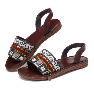 Giày Sandal Nữ Đan Len Đính Đá Pha Lê
