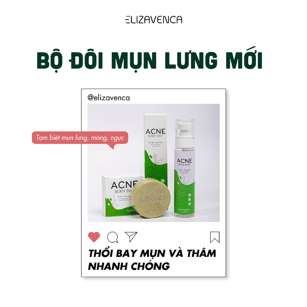 Combo Xịt Mụn Lưng 150gr + Xà Phòng ELIZAVENCA - Tinh Chất Trà Tràm, Bùn Khoáng Nhật Bản