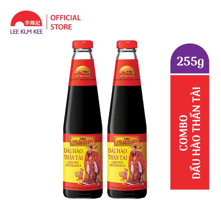 Dầu hào Lee Kum Kee Choy Sun Oyster Sauce (Combo 2 chai 255g) hiệu thần tài với chiết xuất hào chọn lọc không bột ngọt