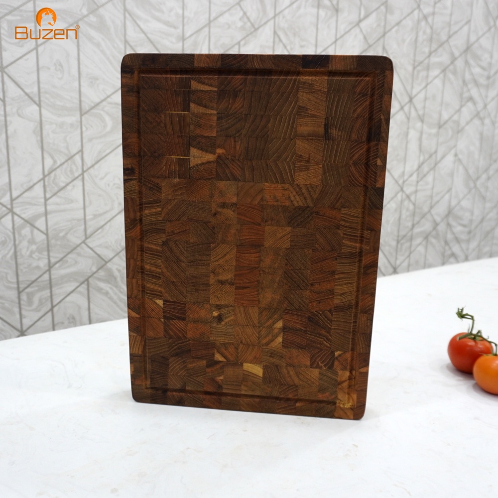 Thớt Gỗ Teak BUZEN Chữ Nhật Cỡ Lớn 40x28x3.8cm - Thớt Gỗ Teak Cứng Không Sợ Mùn Không Mối Mọt Cong Vênh