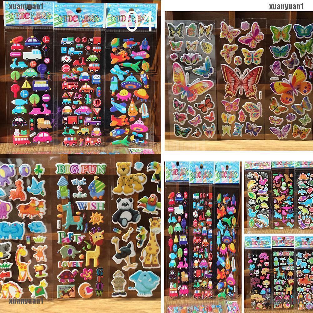 Bộ 10 Sticker Hoạt Hình 3D Xinh Xắn