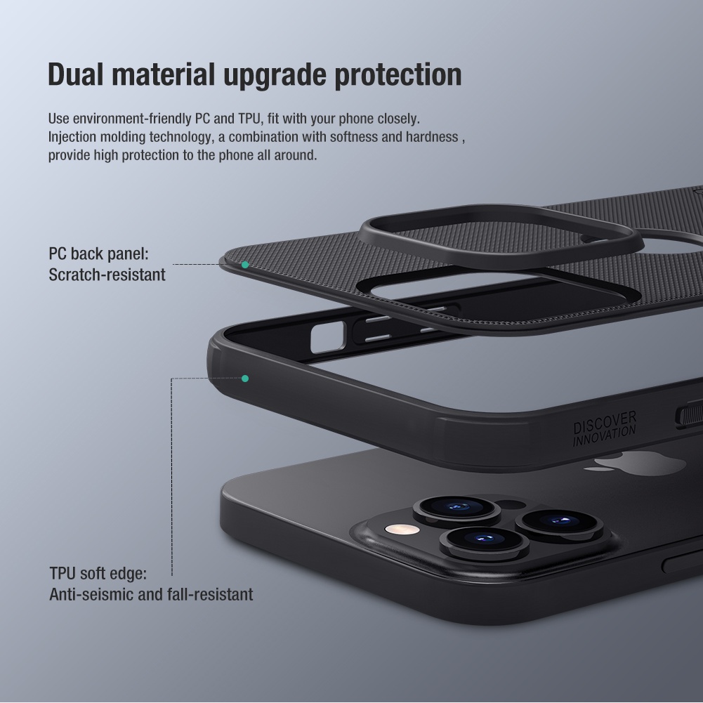 Ốp điện thoại Nillkin tpu + pc siêu mỏng mặt nhám chống sốc/ dấu vân tay thích hợp cho iPhone 13 Pro Max/ 13 Pro/ 13