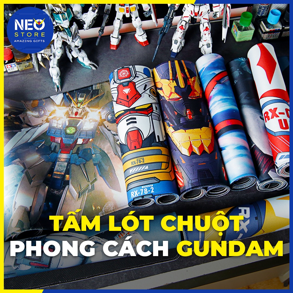 [80x30cm] Tấm lót chuột và Bàn phím chơi game cỡ lớn hình Gundam Cụ Rx-78-2, Unicorn, Banshee, Wing - NEO Store