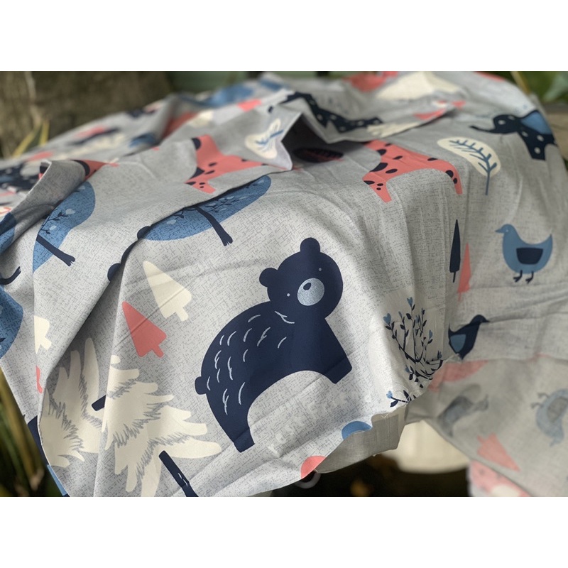Vải hoạt hình may drap cho bé-vải cotton nhập khẩu Hàn quốc mềm mịn hình gấu