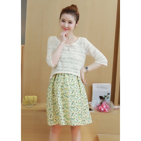 VÁY BẦU JUMP HOA + ÁO V005