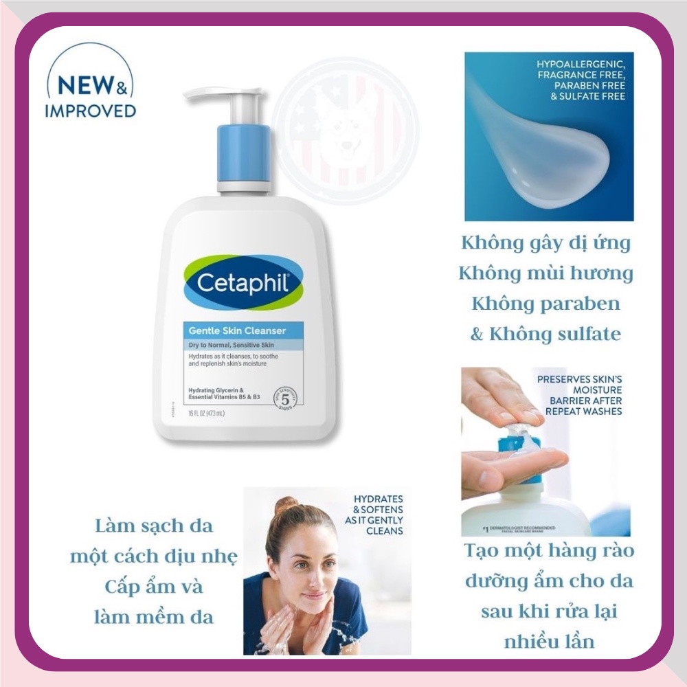 Sữa rửa mặt dịu lành cho da nhạy cảm Cetaphil Gentle Skin Cleanser 125-473ml - Dược mỹ phẩm chính hãng Derma Touch