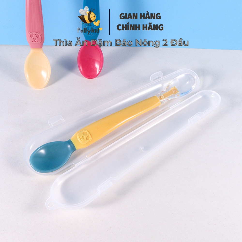 Thìa Báo Nóng Silicon 2 Đầu, 1 Đầu Báo Nóng, 1 Đầu Silicon Siêu Tiện Lợi Ăn Dặm Cho Bé Polly Kid - SP272
