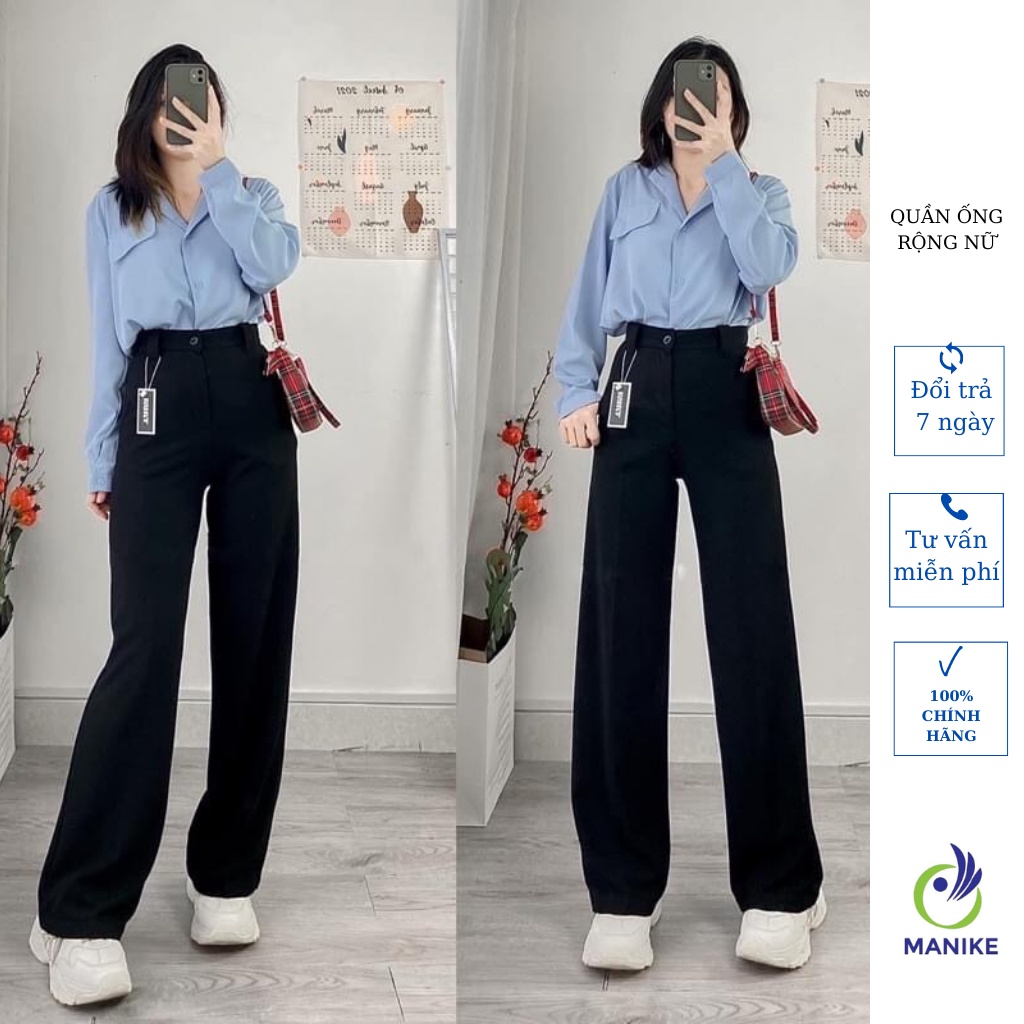 Quần Tây Ống Rộng Nữ Cạp Cao Kiểu Dáng Ống Suông Công Sở Chun Sau Chất Đẹp Trắng,Đen,nâu