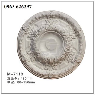 Mâm ốp trần M7118, Hoa ốp trần PU hoa trần nhựa cao cấp nhiều mẫu mã thi công cùng phào PU cao cấp giá rẻ